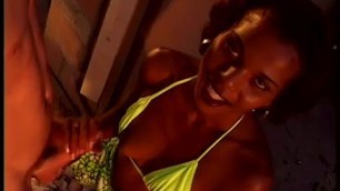 black girl in bikini gives good handjob