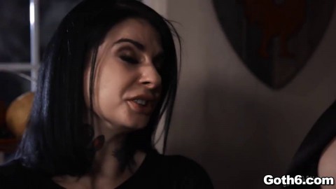 Busty goth babe Ivy Lebelle loves getting fucked in both her tight pussy and ass until she ends with a load of cum on her big ti
