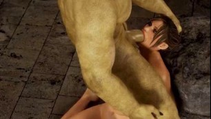 Sexual Busty Woman Lara Croft fucked by ogre