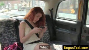 British redhead doggystyled and fucked in missionary by taxi driver