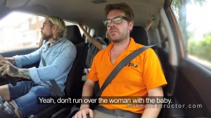 Awesome Couple fucking in fake driving school