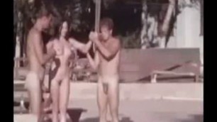Retro Nudist Camp A lot of naked people in nature