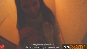 Russian Hot Brunette Has Sex in a Hallway