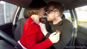 Driving instructor bangs busty student in car