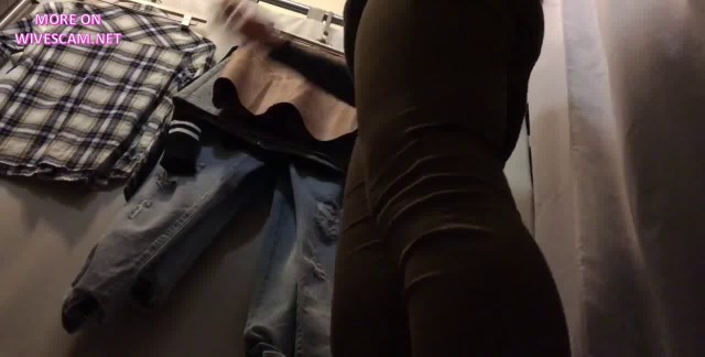 Dressing room teen brunette see through thong amazing ass