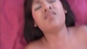 Latina opens her mouth wide for a facial