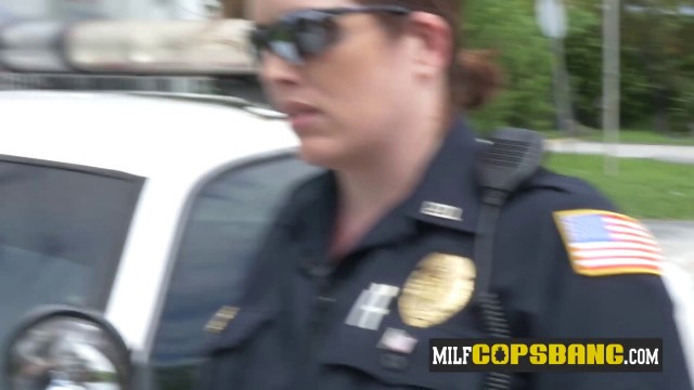 Lead officer has to open her mouth so wide to get this suspect's cock banging her throat