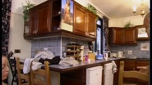 Cute euro chick rides a dick in the kitchen 