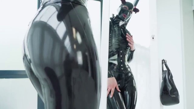 Latex in 4K _ Black Latex Catsuit Model - Part 2