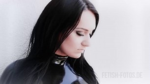 Bella Isadora in a latex catsuit