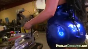 Latina Pulls Out Her Big Tits In Garage