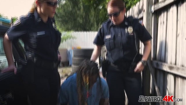 These hot MILFs are giving a BBC thief a hardcore sex lesson in public.