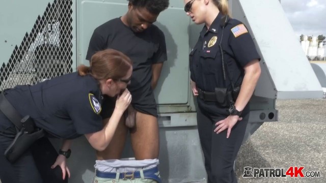 A big titty female officer with a big ass is riding a huge black cock in public!