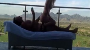 Blond Milf Rides Her Man In The Hotel Balcony