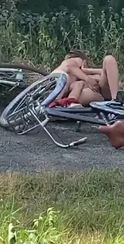 Couple Fingering by the Side of the Road in Public