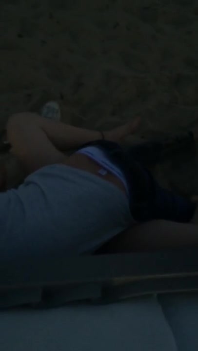 Passionate Young Couple Caught Fucking at the Beach after Party