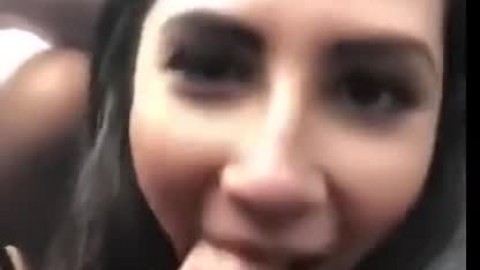 Beauty gives Head. Car Blowjob, Deepthroat and Cum in Mouth