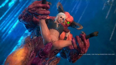 Ugly Heavy Monsta Fucks Girl in Standing Pose, from Witcher Porn Parody #1