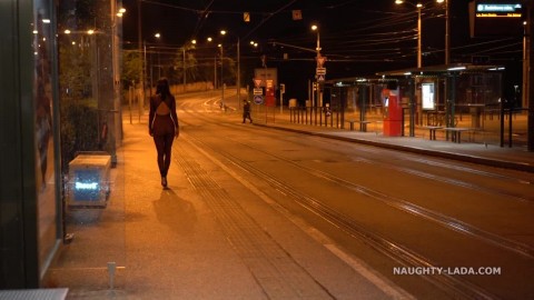 Mesh Outfit in Public at Night