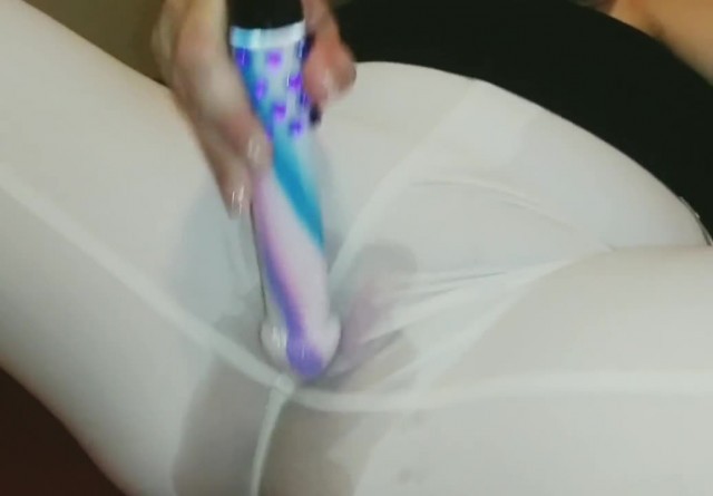 Hot Wet Pussy Soaks White Pants