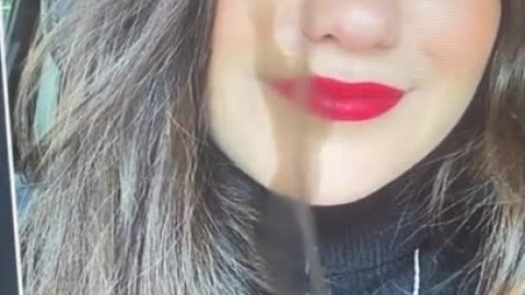 Heavenly Cumtribute - Bright Red Lipstick and Cum in her Eye