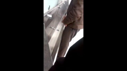 Old British Guy has Thick Cock at Urinal