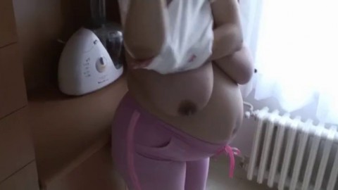 Busty Pregnant MILF Striptease