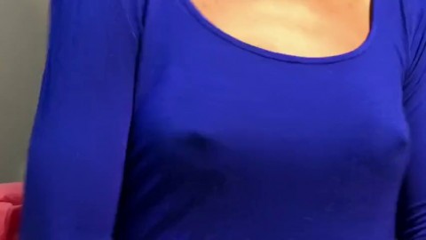 Braless Teen with Hard Nipples Shaking Small Tits