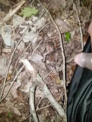 Using Cum as Lube from a used Condom in the Woods for Handjob!