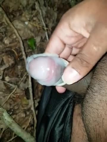 Using Cum as Lube from a used Condom in the Woods for Handjob!, uploaded by  sjdhfksjgjhb