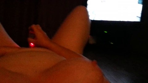 Wife having an Intense Orgasm while Jacking off to Porn