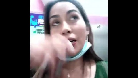 Woman Masturbating in Public Bathroom Part 2