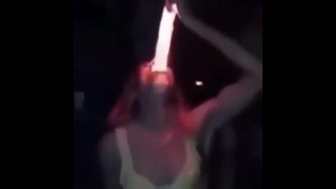 Slut Deepthroating Glowing Dildo