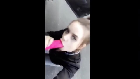 Dumb Thot Deepthroats Dildo in Public and Gets Caught