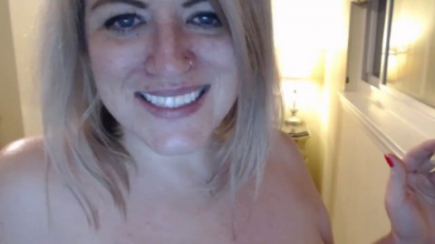 Busty Blonde MILF Shows her Big Firm Tits