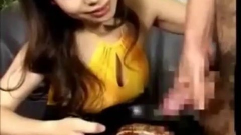 Japanese Girl Cum Eating and Cum on Food