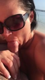 Cum in Mouth Blowjob on Public Beach