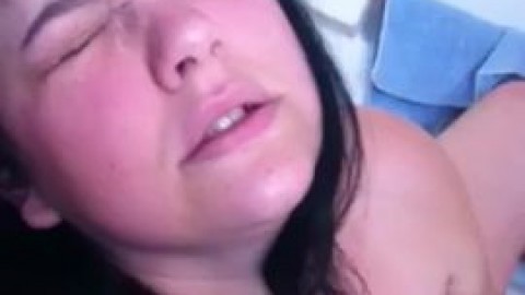Chubby Nympho with DDD Big Natural Tits Finger Fucks herself and Cums