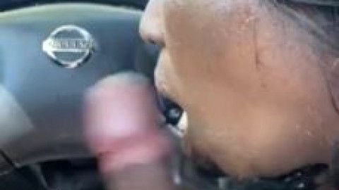 Mature Ebony BBW Sucking Dick in Car Swallow