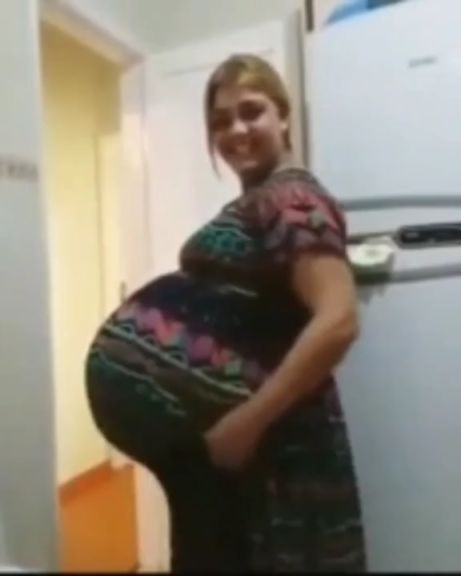 Impossibly Huge Pregnant Girl Pumped Full of Huge Cum Load