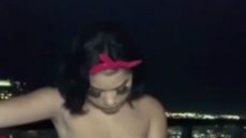 Ebony Girl Eating Pussy on Hotel Balcony