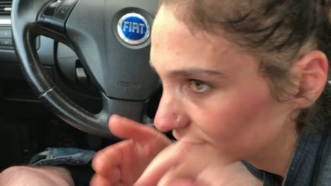 Car Blowjob and Cum in Mouth