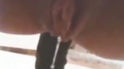 Black dildo vibration in the ass make pussy drool