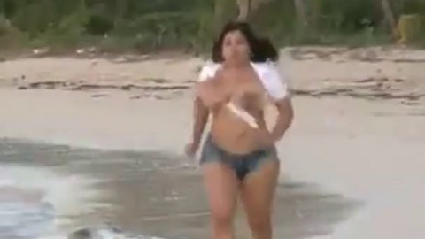 Indian girl running with huge breasts