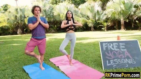 Hot latina chick Victoria June yoga fuck