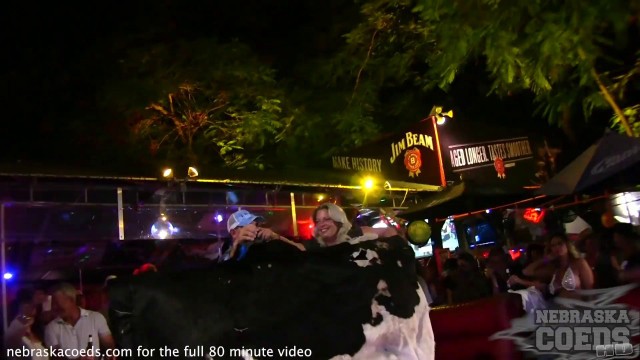 fantasy fest topless bull riding and girls flashing pussy and tits on the street