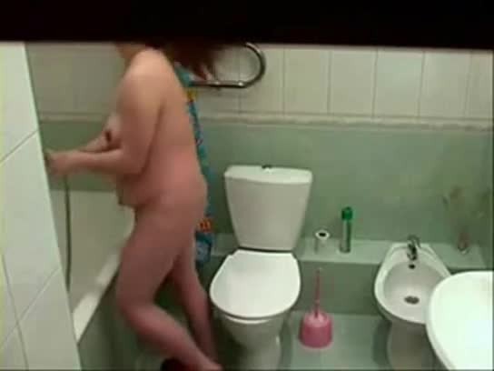 Hidden cam catches my chubby sister nude in bath room