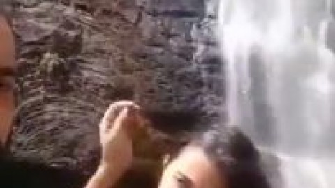 Indian cute Desi girlfriend giving blowjob near waterfall and in the Car