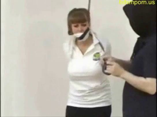 busty milf Darla Crane tape bondage with boobs out