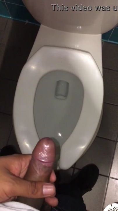 Cumming in public bathroom